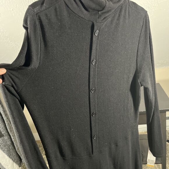Soft Surroundings Women's black turtleneck sweater dress large buttonback Pocket - Picture 8 of 9
